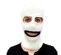 WUODHTW Winter Warm Beanie Hat Knitted Ski Skull Full Face Mask Cover Neck Gaiter Winter Balaclava hat Halloween Sports Cycling White-Black
