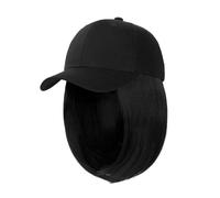 WUODHTW Woman Baseball Cap with Hair Extensions Straight Short Bob Hairstyle Adjustable Wig Hat 14inch Duck Tongue Hat Wig