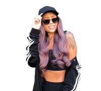 WUODHTW Women Baseball Cap Wig Long Curly and Wavy Wig Sunshade Baseball Cap Integrated Wig Cap Women's Wig Cap Purple