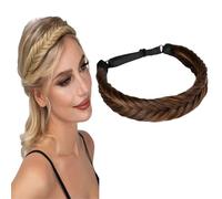 WUODHTW Women Braided Headband With Teeth Synthetic Hair Plaited Headband High Elasticity Braids Chunky Fishtail Braided Hair Band Hairpiece