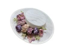 WUODHTW Women Victorian Tea Party Sun Hat Flowers Straw Hats Tea Party Wedding Hats Vintage Flowers Flat Wide Brim Straw Hat