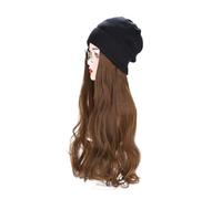 WUODHTW Women Winter Beanie Hat wig Knit with Long Straight/wig Long Wavy Curly Hair Wig Warm Ladies Party Daily Weddings wig