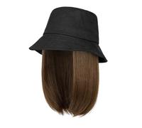 WUODHTW Women's baseball cap wig detachable duckbill cap collarbone wig fisherman's cap wig sun visor cap fake straight hair