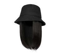 WUODHTW Women's baseball cap wig detachable duckbill cap collarbone wig fisherman's cap wig sun visor cap fake straight hair