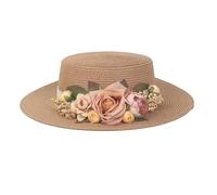 WUODHTW Women's Folable Floppy Hat Wide Brim Sun UV Protection Straw Hat Summer Handmade Flower Sun Beach Cap Sun hat