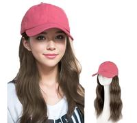 WUODHTW Women's Wig Baseball Cap with Hair Extensions Long Wavy Curly Hairstyle Adjustable Wig Hat Attached Synthetic Hairpiece