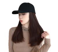 WUODHTW Women's Wig Sun Hat with wig Baseball Cap with Extensions Hat Wig Adjustable Hip Hop Baseball Cap wig Straight Hair