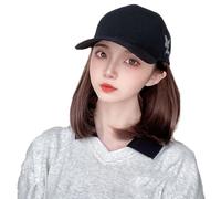 WUODHTW Women's wigs Short Bob Wigs Baseball Cap with Hair Girls Wig Hats Straight Hair Sun hat wig Wig for Daily Use