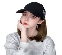 WUODHTW Women's wigs Short Bob Wigs Baseball Cap with Hair Girls Wig Hats Straight Hair Sun hat wig Wig for Daily Use