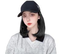WUODHTW Women's wigs Short Bob Wigs Baseball Cap with Hair Girls Wig Hats Straight Hair Sun hat wig Wig for Daily Use