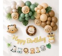 Wuokkig Jungle Safari Animal Balloons, Happy Birthday Banner and Decoration | 43pcs Wild One Birthday Decorations,Wild One Birthday Balloon,Jungle Animal Birthday Banner,Baby Shower Decorations for Boy