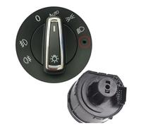 WUPEDI Chrome Auto Headlight Switch Head Light Fog Lamp Automatic Controller Knob, for VW, for Golf, MK7, for Tiguan, for T-ROC, for Passat Car Dashboard Fog Light Control Switch(BLACK MQB-01)