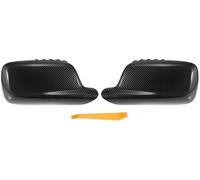WUPEDI Pair Car Rear View Driver Passenger Side Mirror Cover Cap | Replacement Black Carbon Fiber, for BMW, 3 Series E46 7 Series E65 E66
