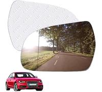 WUPEDI Wing Mirror Glass Convex, for, A4 2010 2011 2012 2013 2014 2015 Passenger Side STICK-ON With Blind Spot convex mirror lens(BLACK LEFT)