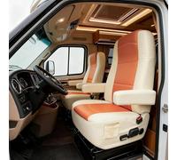 Wuples RV Seat Covers Captains Chairs 2 Pack Motorhome Seat Covers for Class-A,Premium Nappa Leather - Pet-Friendly - Breathable & Comfortable RV Driver & Passenger Seat Cover,Warm-Orange and Beige