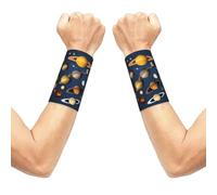 WUPngg 2 Pairs Wrist Compression Sleeve, Soft Elastic Support for Sports, Solar System Planets Prints Everyday Use Wrist Brace