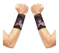 WUPngg 2 Pairs Wrist Compression Sleeve, Soft Elastic Support for Sports, Strange Insects Prints Everyday Use Wrist Brace