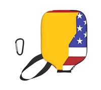 WUPngg American Spain Flag Print Pickleball Paddle Cover, Neoprene Racket Sleeve, Universal Racket Protection Case 11.6" x 8.7"