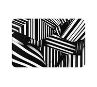 WUPngg Black and white geometric lines Non-Slip Small Area Rug, Welcome Doormat for Entrance 16×24in