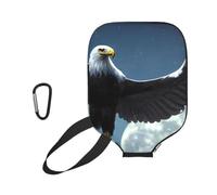 WUPngg Eagle Under the Stars Print Pickleball Paddle Cover, Neoprene Racket Sleeve, Universal Racket Protection Case 11.6" x 8.7"