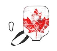 WUPngg Retro Canada Flag Print Pickleball Paddle Cover, Neoprene Racket Sleeve, Universal Racket Protection Case 11.6" x 8.7"