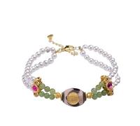 WUPNGS Braided Bracelets, New Chinese Tiger's ToothBead Hetian Jade Bracelet Inlaid Natural Agate Strings for Women