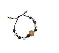WUPNGS Feng Shui Bracelet, Mahogany Bagua Koi Hand Braided Rope Natural Stone Drawstring Couple's