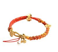 WUPNGS ZHNGYAN Braided Bracelets, Hand-Woven Peach Blossom Knot Hand Rope Thangka Buddha Cinnabar Beeswax Bracelet Natal Red Female(Red)