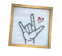 Wupocicle I Love You Sign Language Ornament, The Original I Love You Hand Sign ASL Ornament Wood, Creative Handicrafts Wall Art Hanging Ornament for Home Living Room Bedroom (large)