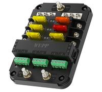 WUPP 12V Fuse Block with Relay, Automotive 6 Circuits Fuse Box With ACC Interface, Universal Fuse Block and Relay Kit for Cars Trucks Marine Boat