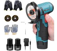 Wuppertal 12V Cordless Mini Angle Grinder with 2x2000mAh Batteries with Cutting Discs, 19500RPM, Cordless 75mm Mini Angle Grinder Tool for Cutting Polishing Sharpening with 2 Pair Gloves Additionally