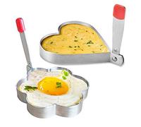 WUPYE Egg Ring Mold, Stainless Steel Pancake Mold for Frying & Shaping Eggs, Non-Stick, Heart & Flower Shaped Cooking Rings