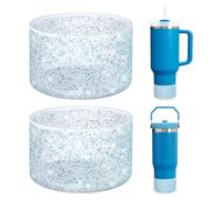 WUQID 2 Pack Bling Silicone Boot Compatible with Stanley Quencher Adventure 40oz & Stanley IceFlow 20oz 30oz, Reduces Dents Protective Silicone Water Bottle Bottom Cover Sleeve