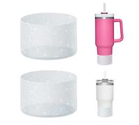 WUQID 2 Pack Bling Silicone Boot Compatible with Stanley Quencher Adventure 40oz & Stanley IceFlow 20oz 30oz, Reduces Dents Protective Water Bottle Bottom Cover Sleeve Compatible with Stanley Tumbler