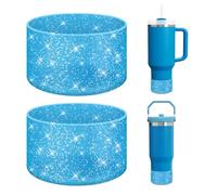 WUQID 2 Pack Bling Silicone Boot Compatible with Stanley Quencher Adventure 40oz & Stanley IceFlow 20oz 30oz, Reduces Dents Protective Silicone Water Bottle Bottom Cover Sleeve