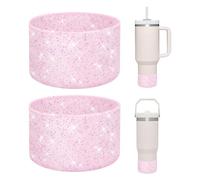 WUQID 2 Pack Bling Silicone Boot Compatible with Stanley Tumbler 20-40oz & Hydro Flask Water Bottle 12-24oz and More Bottles/Tumblers Bottom Width of 2.83-2.95in,Glitter Reduces Dents Sleeve Cover