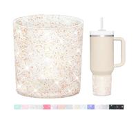 WUQID Glitter Higher Silicone Boot Compatible with Stanley Quencher H2.0 40oz 30oz 20oz & IceFlow Flip 30oz 20oz, Tumbler Cups Anti-Slip Bottom Sleeve Cover