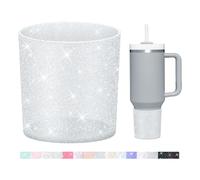 WUQID Glitter Higher Silicone Boot Compatible with Stanley Quencher H2.0 40oz 30oz 20oz & IceFlow Flip 30oz 20oz, Tumbler Cups Anti-Slip Bottom Sleeve Cover