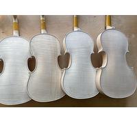 WUQIMUSC 1x Unfinished Violin 4/4 full size for Stradivari model Tiger Flame Maple back Spruce top Handmade for DIY on own (violin-onepiece-2)