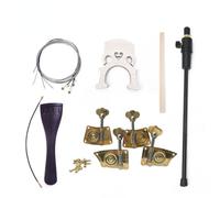 WUQIMUSC 3/4 Upright Bass parts Accessories set for replacement Brass Pegs Tailpiece Maple Bridge Ebnoy Endpin Strings Repair tool kit (#peg-style2)