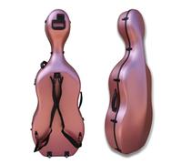 WUQIMUSC 4/4 Carbon Fiber Cello Case, 4kg Lightweight Hard Shell with Wheels, Backpack Straps & Suspension(Rose gold/pink)