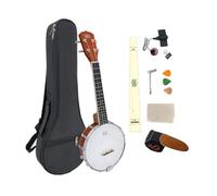 WUQIMUSC 4-String Banjo Ukulele, Banjolele 23 Inch Concert Size with Premium REMO Head, Mini Banjo Uke Beginner Kit with Gig Bag, Banjos Strap, Strings, Pickup, Picks, Ruler, Wrench