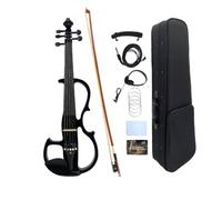 WUQIMUSC 5 String Electric Violin, Silent Violin 4/4 Full Size Set with Carrying case for Students, Beginners and Adults in Style-EV8 (Black-5 String)