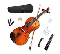 WUQIMUSC Acoustic Violin 4/4 Full Set, Solid wood Fiddle Violins, Ebony Fittings, with Hard Case, Bow, Strings, Shoulder Rest, Student Violin for Beginner, Adults (3/4)