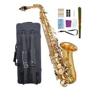 WUQIMUSC Alto Saxophone Beginner Kit for Adults, Student Saxophone Eb, Professional Brass Saxophones Instrument with Sax Case, Mouthpiece, Reeds, Gloves, Cleaning Cloth & Brush (Gold)