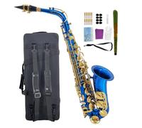WUQIMUSC Alto Saxophone Eb for Beginners - Complete Saxophone Kit with Hard Case, Mouthpiece, Strap, Reeds, Cleaning Kit - Great for Students and Professionals (Blue)