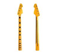 WUQIMUSC Bass Guitar Neck Replacement - 34" Scale, 21 Fret, Maple Fretboard - Fits J Bass style(38mm Nut), Block Inlays, Yellow Gloss Finish