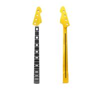 WUQIMUSC Bass Guitar Neck Replacement - 34" Scale, 21 Fret, Maple with Rosewood Fretboard - Fits P Bass style(42mm Nut), Block Inlays, Yellow Gloss Finish
