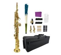 WUQIMUSC Bb Straight Soprano Saxophone-Gold Lacquer Finish, Ergonomic Design with Case, Mouthpiece, Neck Strap & Accessories, Ideal for Beginners & Advanced Players