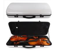WUQIMUSC Carbon fiber Double Violin Viola Case for 4/4 size violin and 15-17 inch viola adjustable with Backstraps Combination lock (White)